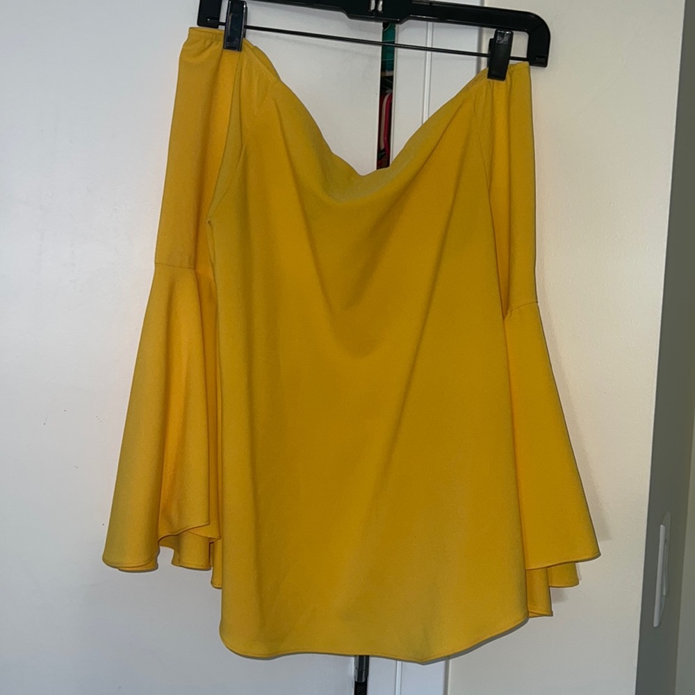 Yellow off shoulder shirt